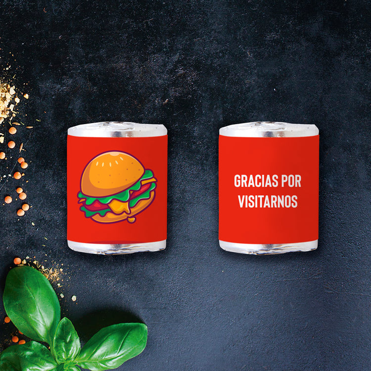 Caja con 1,000 tubos de 5 Pastillas Redondas - Hamburguesa