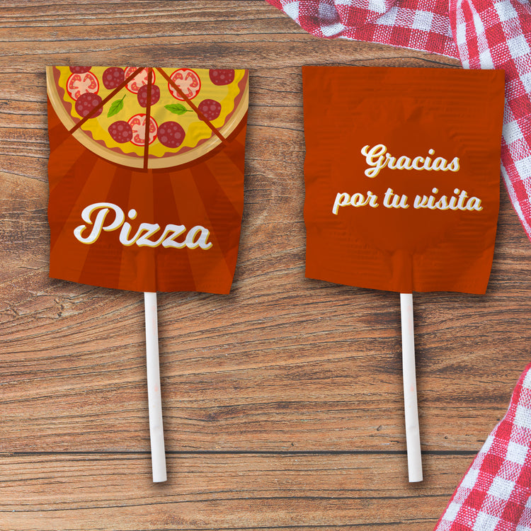 Caja de 1,000 Paletas de Caramelo - Pizza